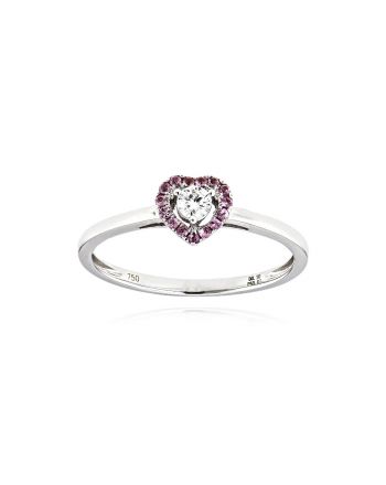 Δαχτυλίδι Καρδιά από Λευκό Χρυσό Κ18 με Διαμάντι και Ζαφείρια 039153