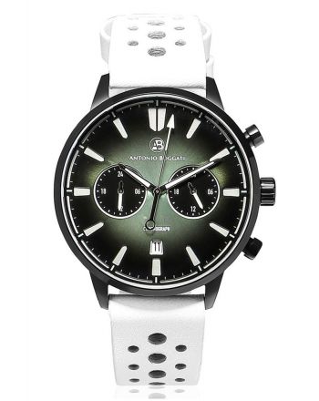 Ρολόι Antonio Boggati Sport Luxury Chronograph με Λευκό Δερμάτινο Λουράκι CHRONO 05