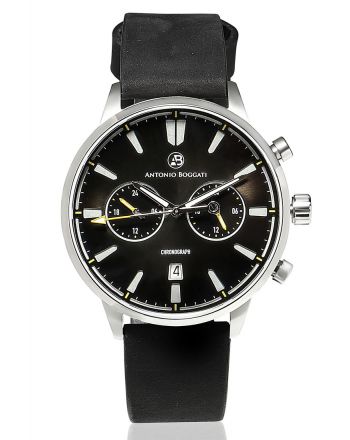 Ρολόι Antonio Boggati Sport Luxury Chronograph με Μαύρο Δερμάτινο Λουράκι CHRONO 03