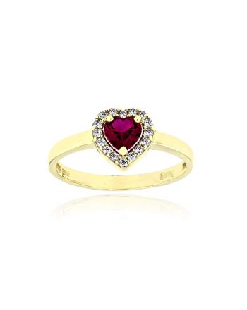 Δαχτυλίδι Ροζέτα Καρδιά από Κίτρινο Χρυσό Κ14 με Πέτρες Ζιργκόν 039368