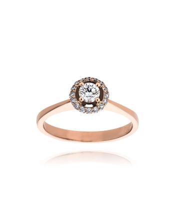 Μονόπετρο Δαχτυλίδι Ροζέτα από Ροζ Χρυσό Κ18 με Διαμάντια 039502