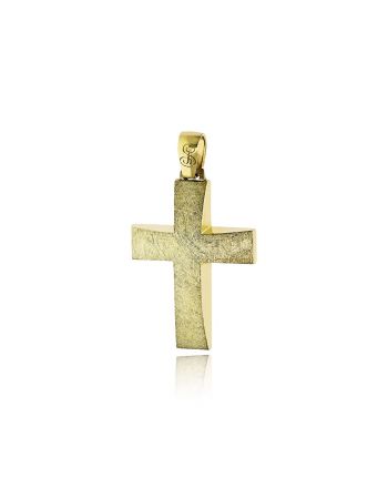 Σταυρός Βάπτισης Διπλής Όψης για Αγόρι  με Απεικόνιση της Βάπτισης από Κίτρινο Χρυσό 14Κ 039385