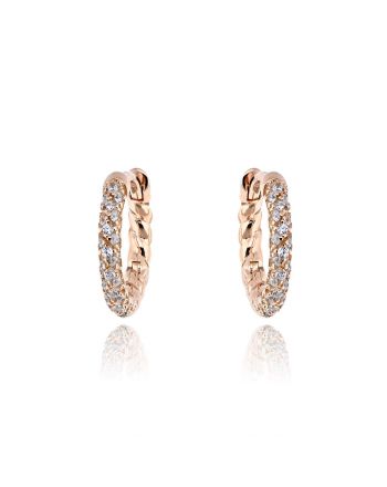 Σκουλαρίκια Κρίκοι από Ροζ Επιχρυσωμένο Ασήμι 925 με Πέτρες Ζιργκόν 039575