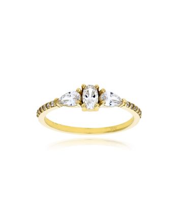 Δαχτυλίδι από Κίτρινο Χρυσό Κ14 με Πέτρες Ζιργκόν 039632