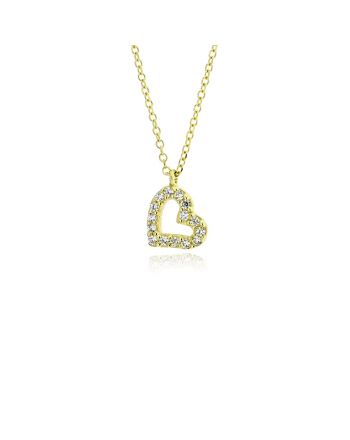Μενταγιόν Καρδιά με Αλυσίδα από Κίτρινο Χρυσό Κ09 με Πέτρες Ζιργκόν 039659