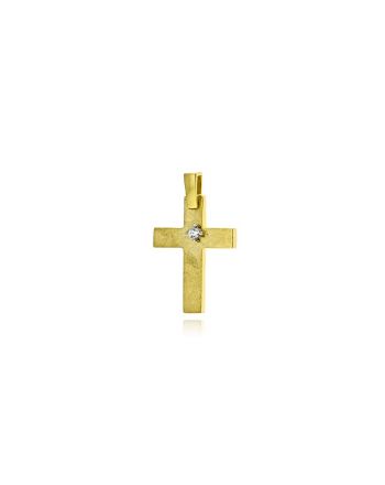 Σταυρός Βάπτισης για Κορίτσι από Κίτρινο Χρυσό Κ14 με Πέτρες Ζιργκόν 039692