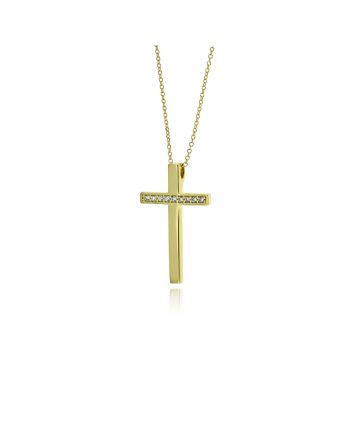 Σταυρός Βάπτισης με Αλυσίδα για Κορίτσι από Κίτρινο Χρυσό Κ09 με Πέτρες Ζιργκόν 039713