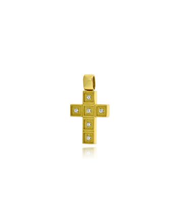 Σταυρός Βάπτισης Val΄Oro για Κορίτσι από Κίτρινο Χρυσό Κ14 και Πέτρες Ζιργκόν 039724