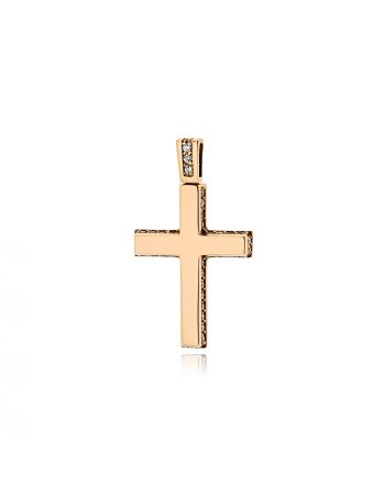 Σταυρός Βάπτισης για Κορίτσι Val΄Oro από Ροζ Χρυσό Κ14 και Πέτρες Ζιργκόν 039741