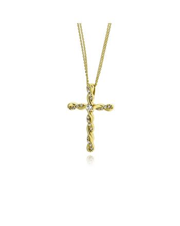 Σταυρός Βάπτισης Val΄Oro με Αλυσίδα για Κορίτσι από Κίτρινο Χρυσό Κ14 και Πέτρα Ζιργκόν 039748
