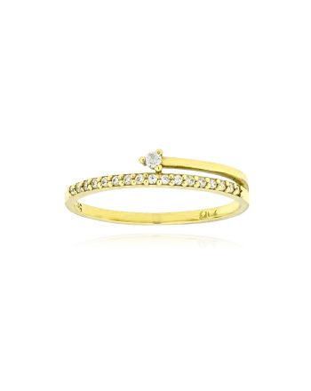 Δαχτυλίδι Σειρέ από Κίτρινο Χρυσό Κ14 με Πέτρες Ζιργκόν 039755