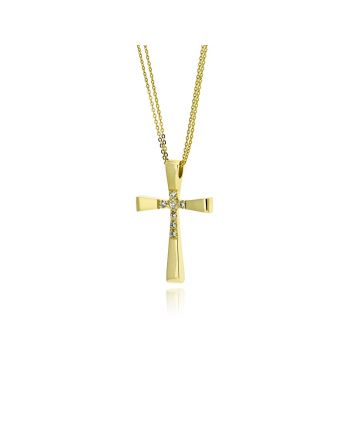 Σταυρός Βάπτισης Val΄Oro με Αλυσίδα για Κορίτσι από Κίτρινο Χρυσό Κ14 και Πέτρες Ζιργκόν 039757