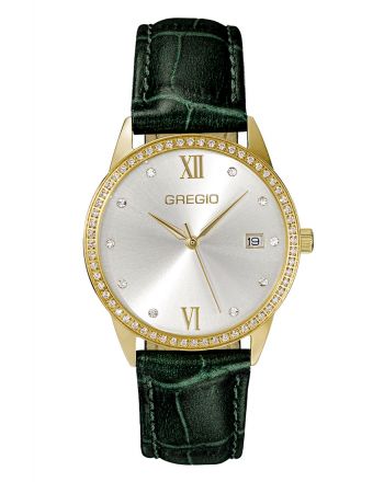 Ρολόι Gregio Elise της Συλλογής Time for Gregio με Δερμάτινο Λουρί και Πέτρες Ζιργκόν GR320020
