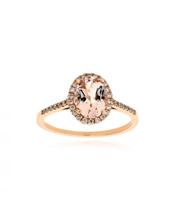 Δαχτυλίδι Ροζέτα από Ροζ Χρυσό Κ18 με Διαμάντια και Μοργκανίτη 039960