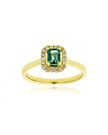 Δαχτυλίδι Ροζέτα από Κίτρινο Χρυσό Κ18 με Διαμάντια και Σμαράγδι 039969