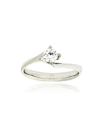Μονόπετρο Δαχτυλίδι Φλόγα από Λευκό Χρυσό Κ18 με Διαμάντι 039973