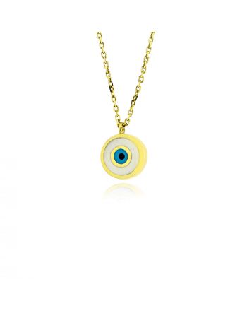 Μενταγιόν Μάτι με Αλυσίδα από Κίτρινο Χρυσό Κ14 040010