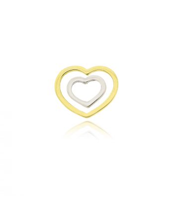 Μενταγιόν με Καρδιές από Κίτρινο και Λευκό Χρυσό Κ14 040083