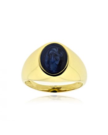 Δαχτυλίδι από Κίτρινο Χρυσό 14 Καρατίων με Σμάλτο 040197