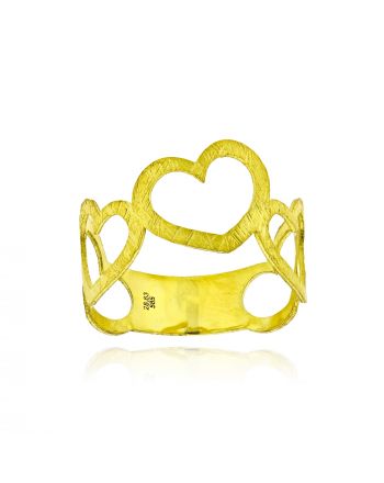 Δαχτυλίδι από Κίτρινο Χρυσό 14 Καρατιών με Καρδιές 040226