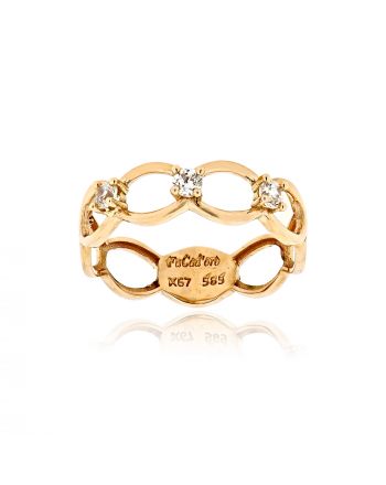 Δαχτυλίδι FaCad΄oro από Ροζ Χρυσό Κ14 με Πέτρες Ζιργκόν RI-000780