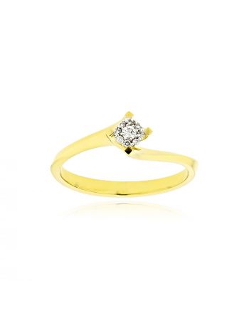 Μονόπετρο Δαχτυλίδι Φλόγα από Κίτρινο Χρυσό Κ18 με Διαμάντια 040269