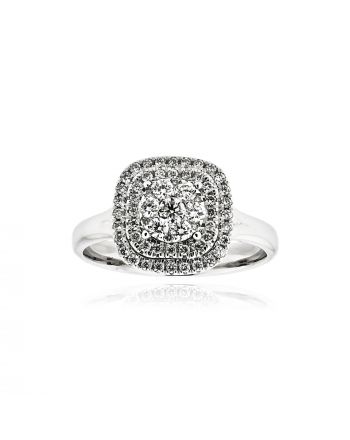 Δαχτυλίδι Ροζέτα από Λευκό Χρυσό Κ18 με Διαμάντια 040460