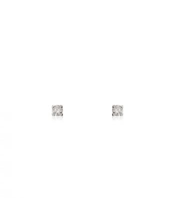 Μονόπετρα Σκουλαρίκια από Λευκό  Χρυσό 18 Καρατίων με Διαμάντια 040589