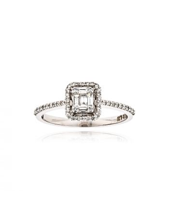 Δαχτυλίδι Ροζέτα από Λευκό Χρυσό 18 Καρατιών με Διαμάντια 040626