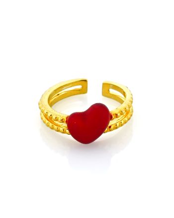 Διπλό Δαχτυλίδι με Καρδιά από Ασήμι 925 με Σμάλτο 040800