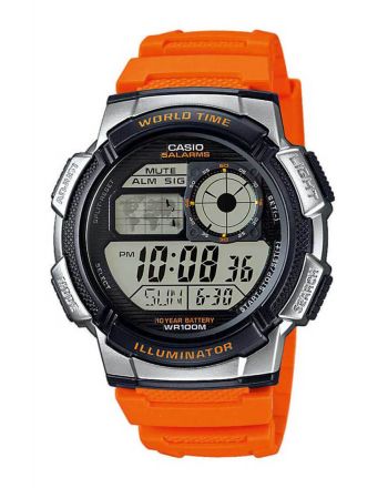 Ψηφιακό Ρολόι Casio Sport Quartz με Πορτοκαλί Λουράκι Ρητίνης AE-1000W-4BVEF
