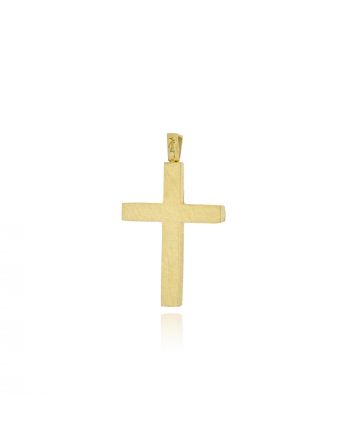 Σταυρός Βάπτισης Τριάντος Διπλής όψης για Αγόρι από Κίτρινο Χρυσό Κ14 040940