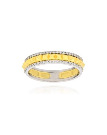 Δαχτυλίδι από Λευκό και Κίτρινο Χρυσό 18Κ με Διαμάντια Μπριγιάν 041015