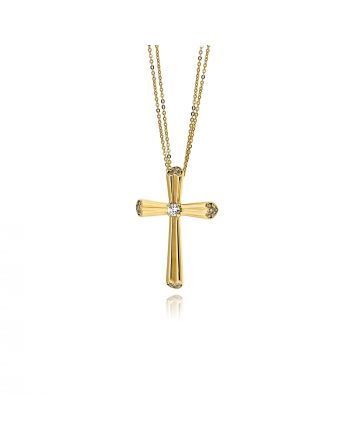 Σταυρός Βάπτισης με Αλυσίδα για Κορίτσι Val΄Oro από Κίτρινο Χρυσό Κ14 και Πέτρες Ζιργκόν 041040