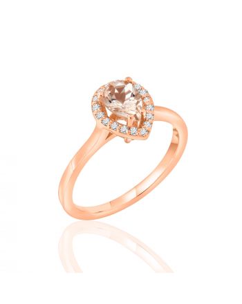 Δαχτυλίδι Ροζέτα MetronGold από Ροζ Χρυσό Κ14 με Μοργκανίτη και Διαμάντια 041062