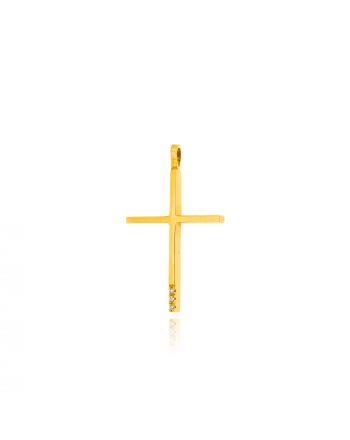 Σταυρός Βάπτισης για Κορίτσι από Κίτρινο Χρυσό Κ14 με Διαμάντια 041095