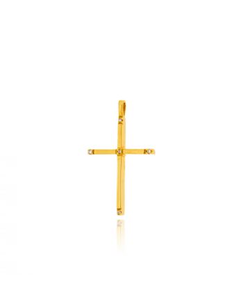 Σταυρός Βάπτισης από Κίτρινο Χρυσό Κ14 με Διαμάντια 041098
