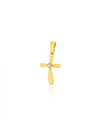 Σταυρουδάκι από Κίτρινο Χρυσό Κ14 με Πέτρα Ζιργκόν 041174
