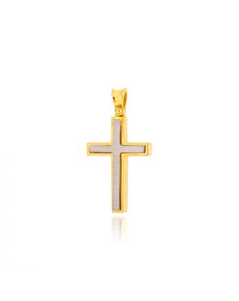 Σταυρός Βάπτισης για Αγόρι από Κίτρινο και Λευκό Χρυσό Κ14 041185