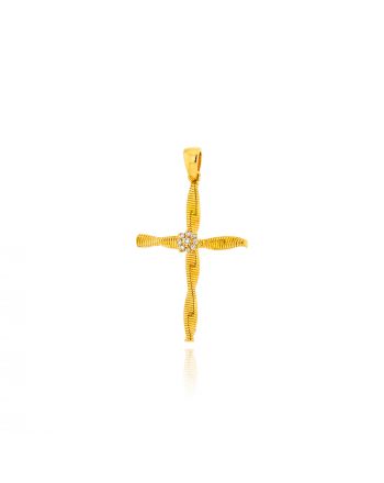 Σταυρός Βάπτισης για Κορίτσι από Κίτρινο Χρυσό Κ18 με Διαμάντια 041211