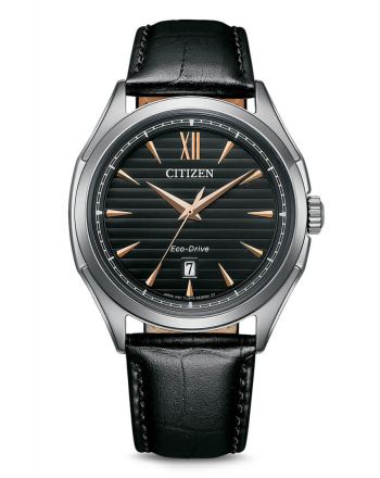 Ανδρικό Ρολόι Citizen Eco Drive με Μαύρο Δερμάτινο Λουράκι AW1750-18E