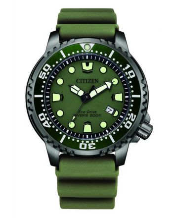 Ανδρικό Ρολόι CITIZEN Promaster Marine Eco Drive Green Rubber Strap BN0157-11X