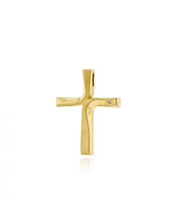 Σταυρός Βάπτισης για Κορίτσι από Κίτρινο Χρυσό Κ14 με Πέτρα Ζιργκόν 041296