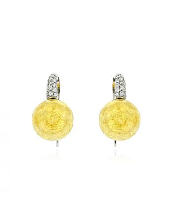 Σκουλαρίκια από Κίτρινο και Λευκό Χρυσό Κ18 με Διαμάντια 041449
