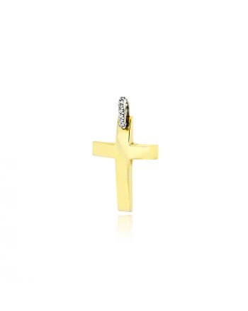 Σταυρός Βάπτισης για Κορίτσι από Κίτρινο Χρυσό Κ14 με Διαμάντια 041486