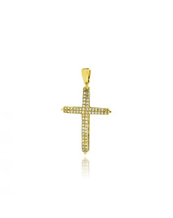Σταυρός Βάπτισης για Κορίτσι από Κίτρινο Χρυσό Κ18 με Διαμάντια Μπριγιάν 041488