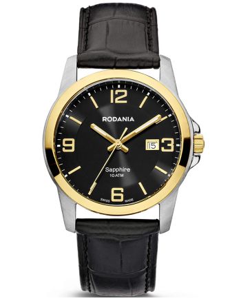 Ρολόι Rodania Vancouver Quartz με Μαύρο Δερμάτινο Λουράκι 2517076
