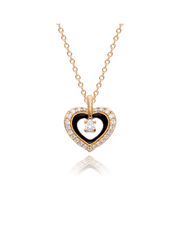 Μενταγιόν Καρδιά με Αλυσίδα από Ροζ Χρυσό Κ18 με Διαμάντια 041706