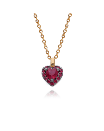 Μενταγιόν Καρδιά με Αλυσίδα από Ροζ Χρυσό Κ18 και Ρουμπίνια 041709