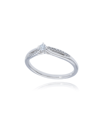 Δαχτυλίδι Μονόπετρο από Λευκό Χρυσό K18 με Διαμάντια 041713